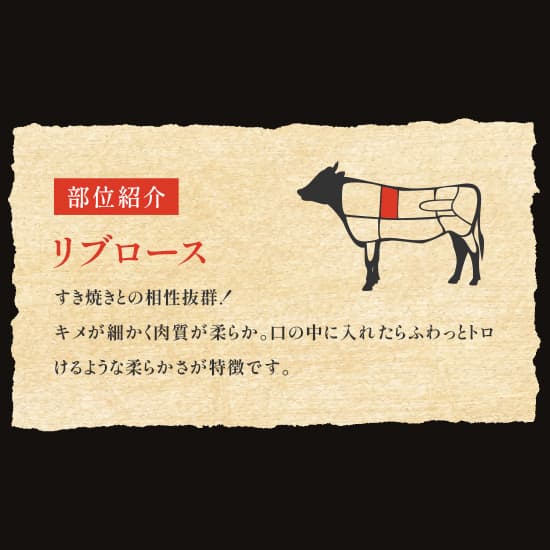 黒毛和牛 リブロースすき焼き 1500g（300g×5P）