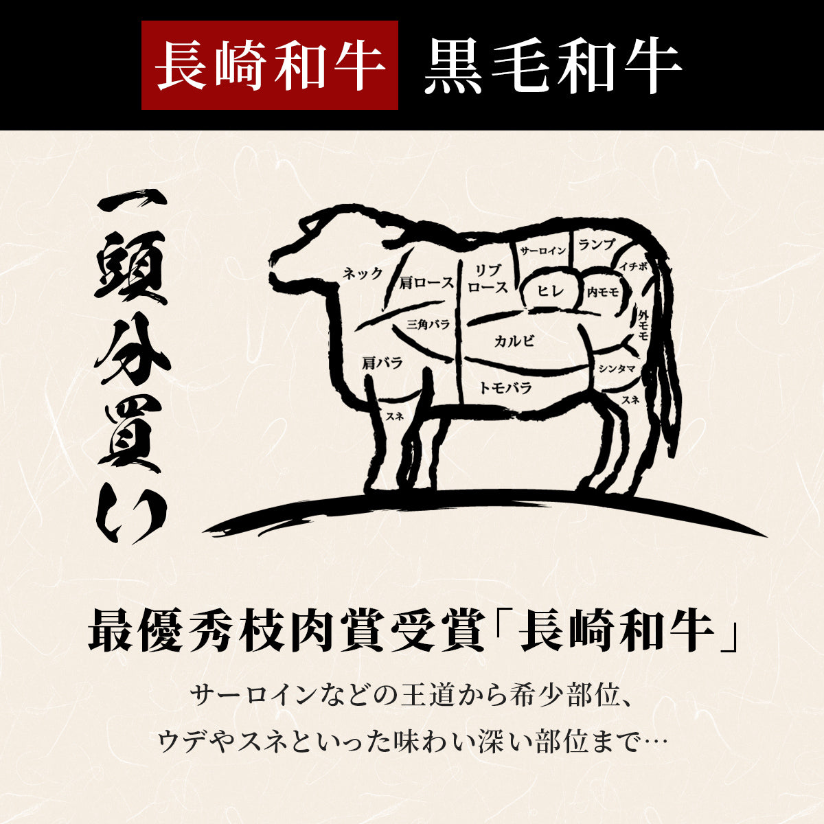 長崎和牛 牛一頭分買い　12分割納品（1年以内）