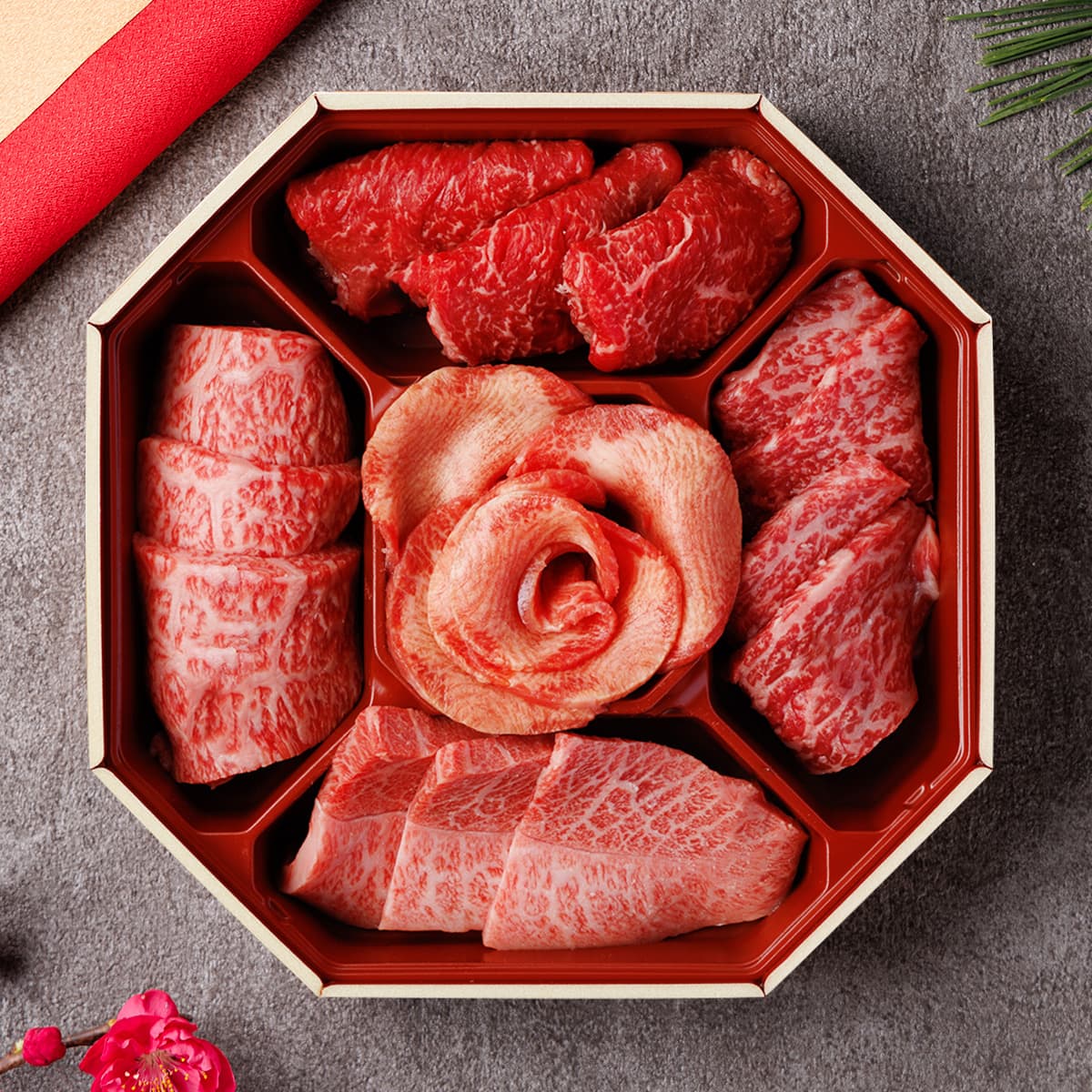 かりん　和牛セット 花盛り牛タン＆黒毛和牛 焼肉八角セット420g（アメリカ産牛タン1種