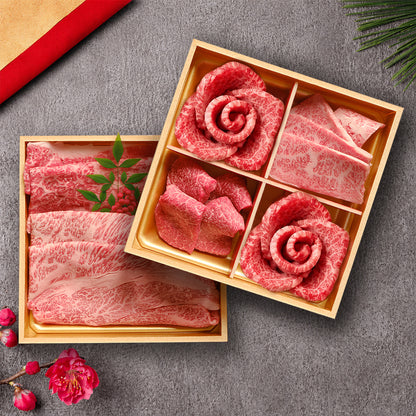 近江牛 2段重 花盛カルビ 4種 焼肉＆スライスセット 400g