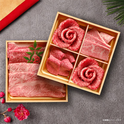 近江牛 2段重 花盛カルビ 4種 焼肉＆スライスセット 400g