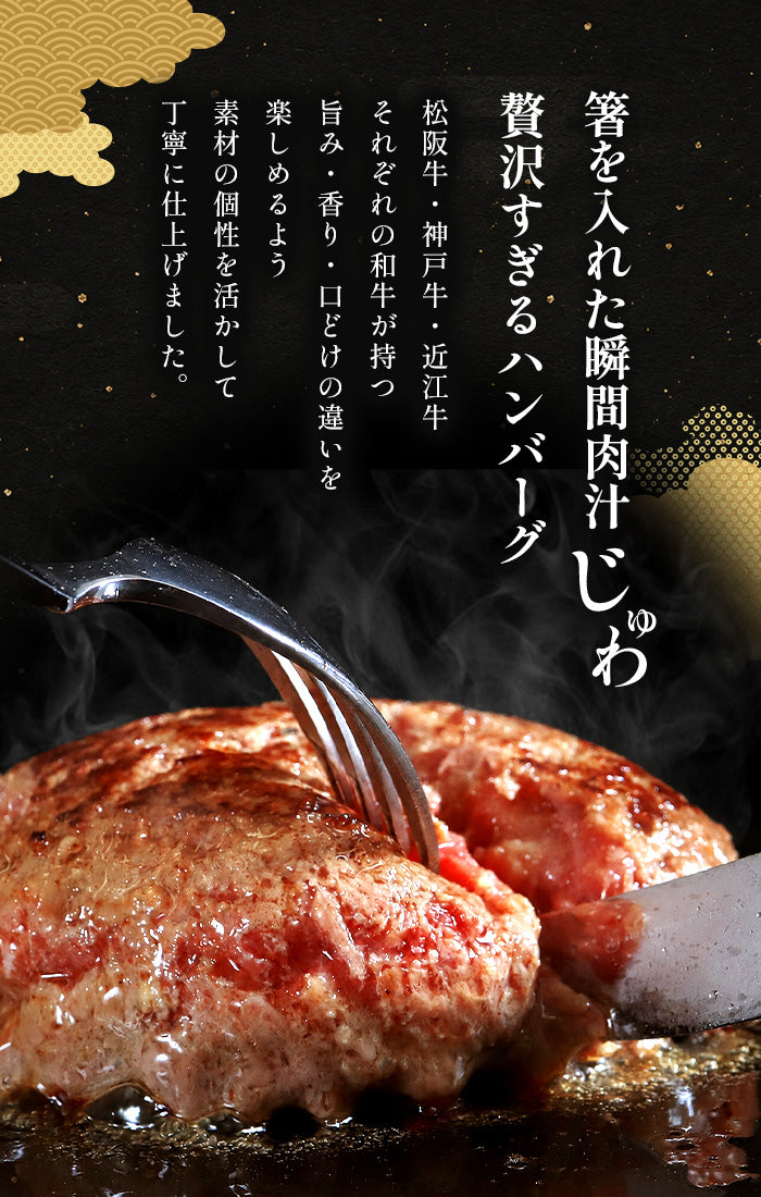 日本三大和牛（神戸牛×松阪牛×近江牛）ハンバーグ 食べ比べ 80g×5個