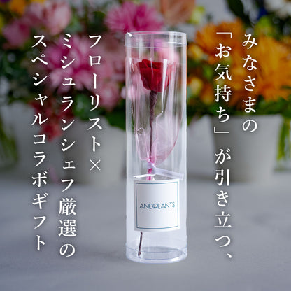 フラワーギフト付き あか牛ハートハンバーグ100g×2個、国産牛100%ハートハンバーグ100g×2個