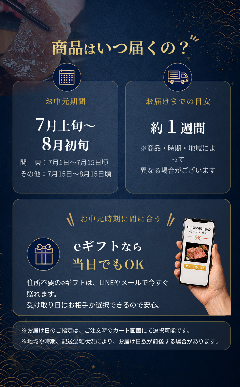 お中元ギフトLP配送時間